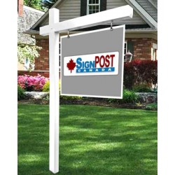 white real estate sign post